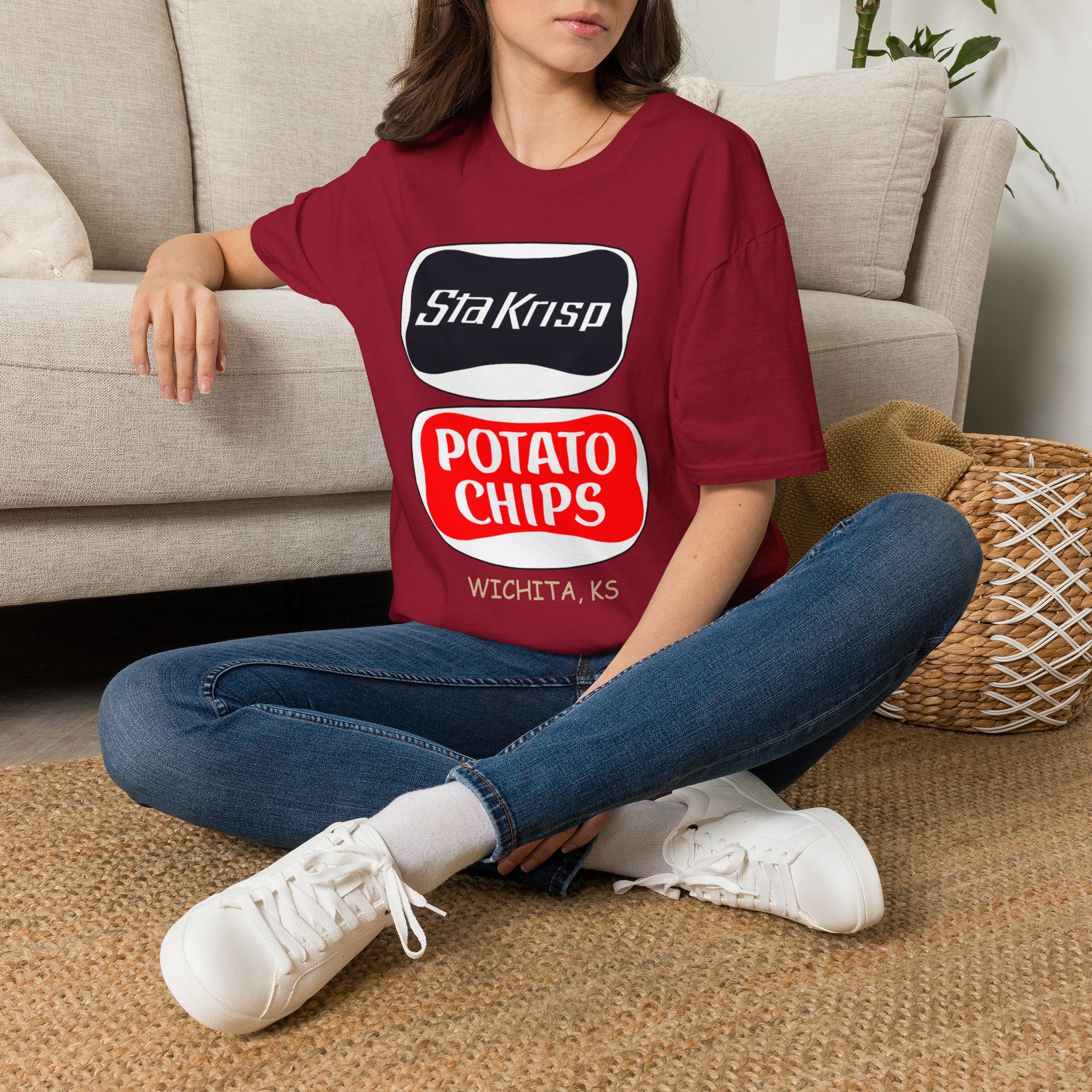 T-Shirt — 'StaKrisp Potato Chips' Retro Snack Logo Tee