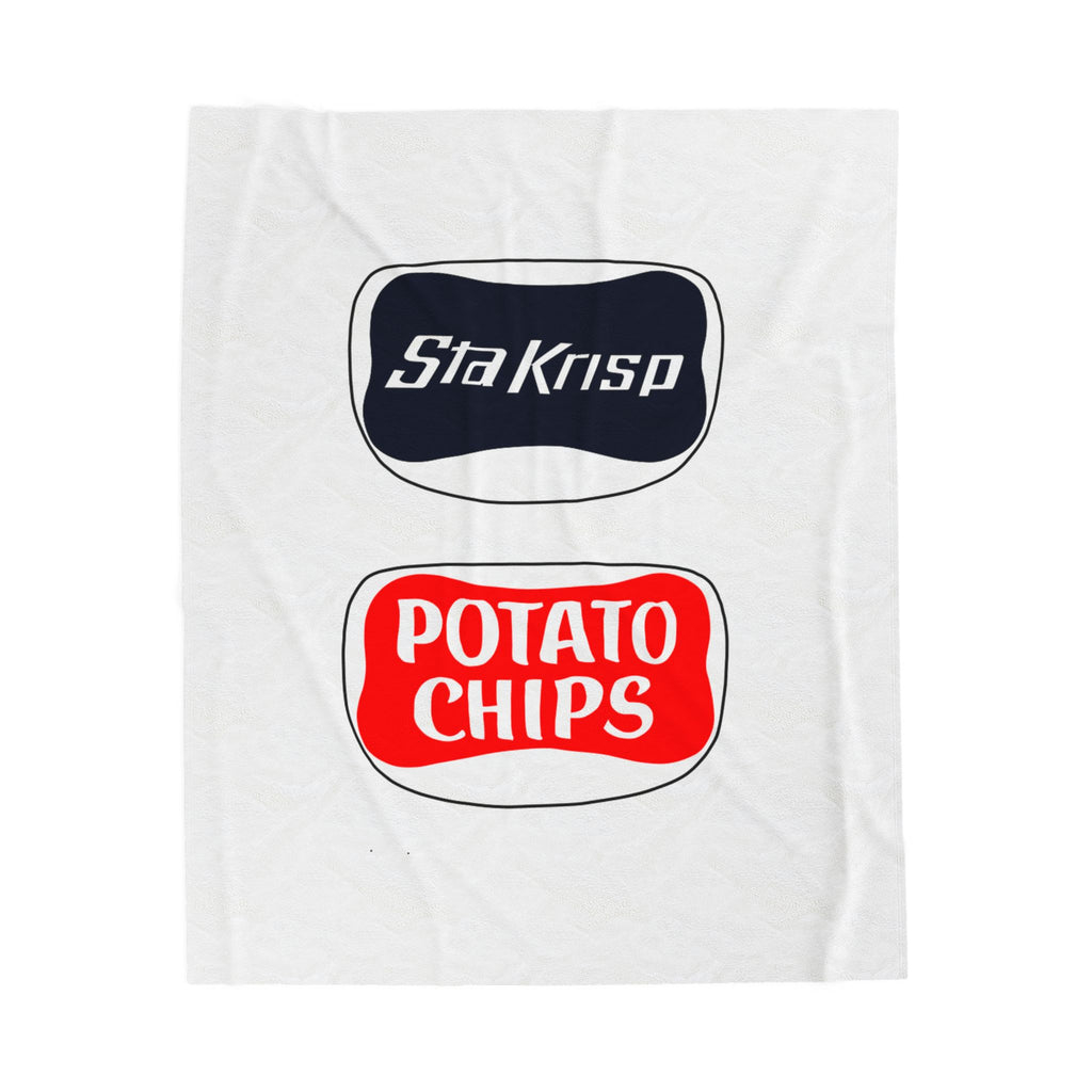 Potato Chips Logo Velveteen Plush Blanket — Retro Snack Brand Design