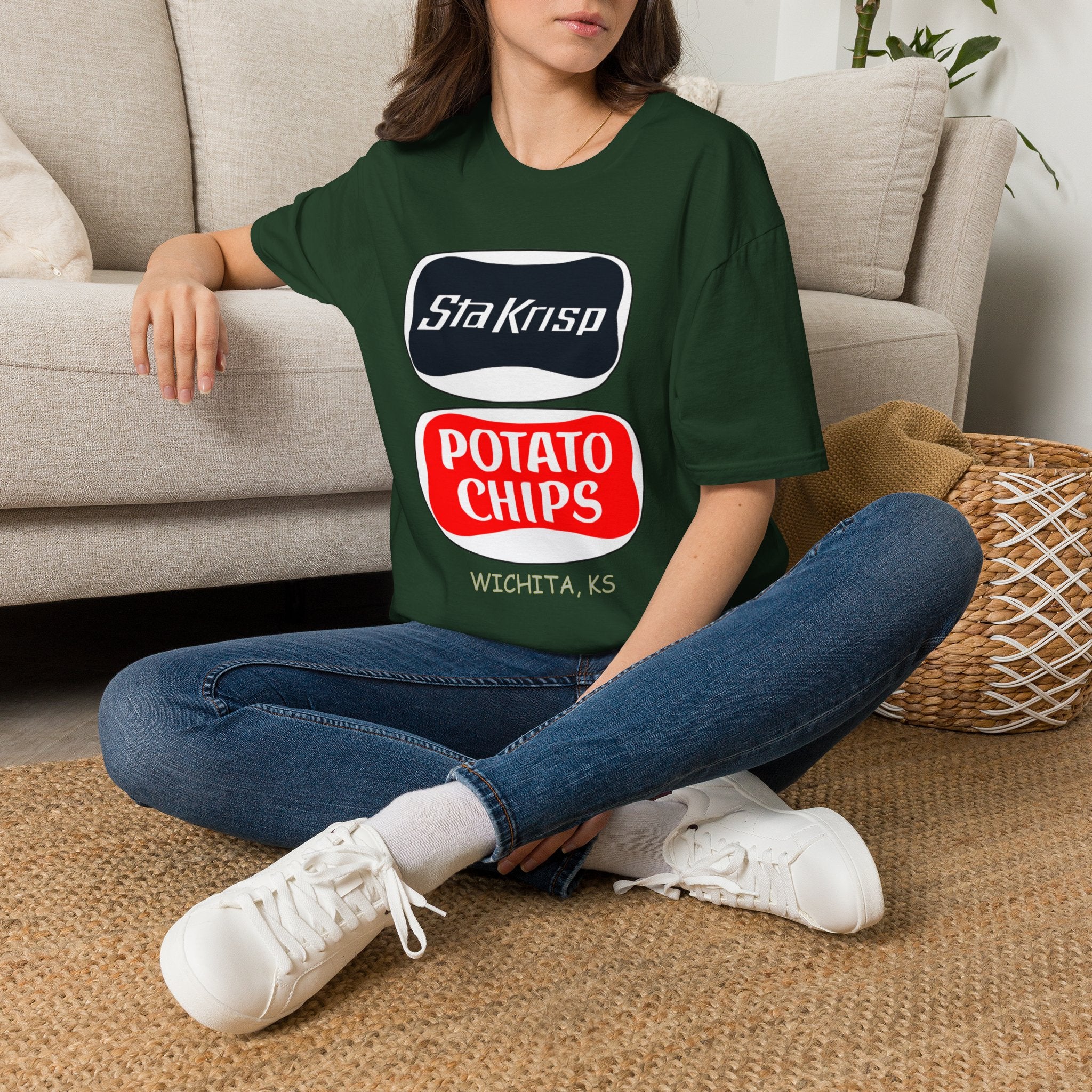 T-Shirt — 'StaKrisp Potato Chips' Retro Snack Logo Tee