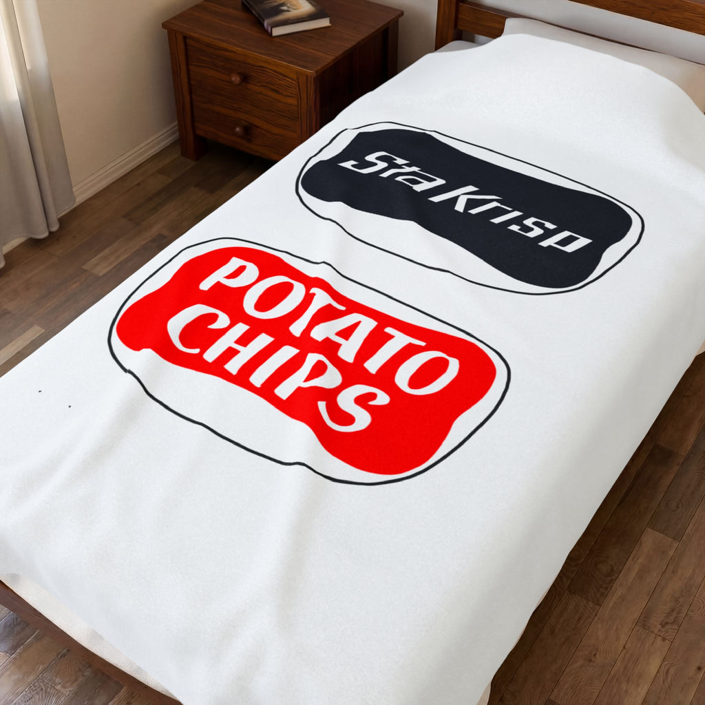 Potato Chips Logo Velveteen Plush Blanket — Retro Snack Brand Design