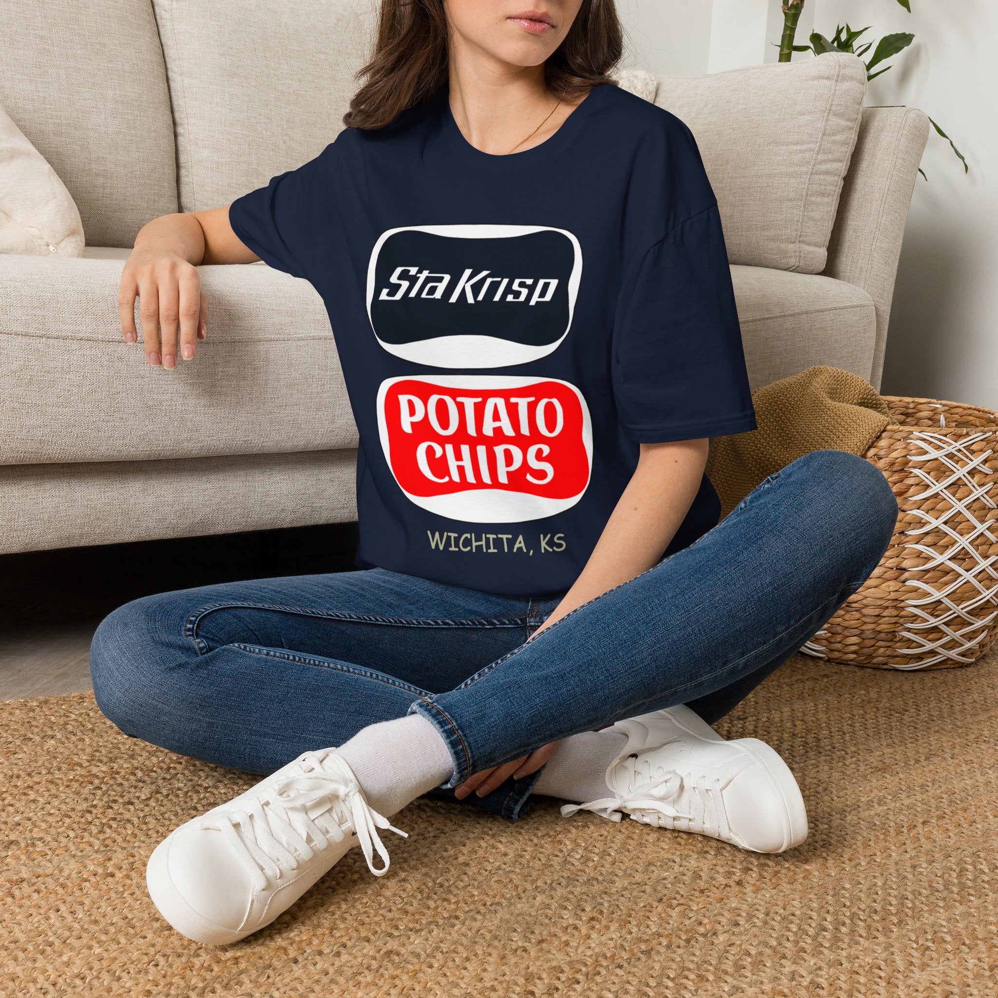 T-Shirt — 'StaKrisp Potato Chips' Retro Snack Logo Tee