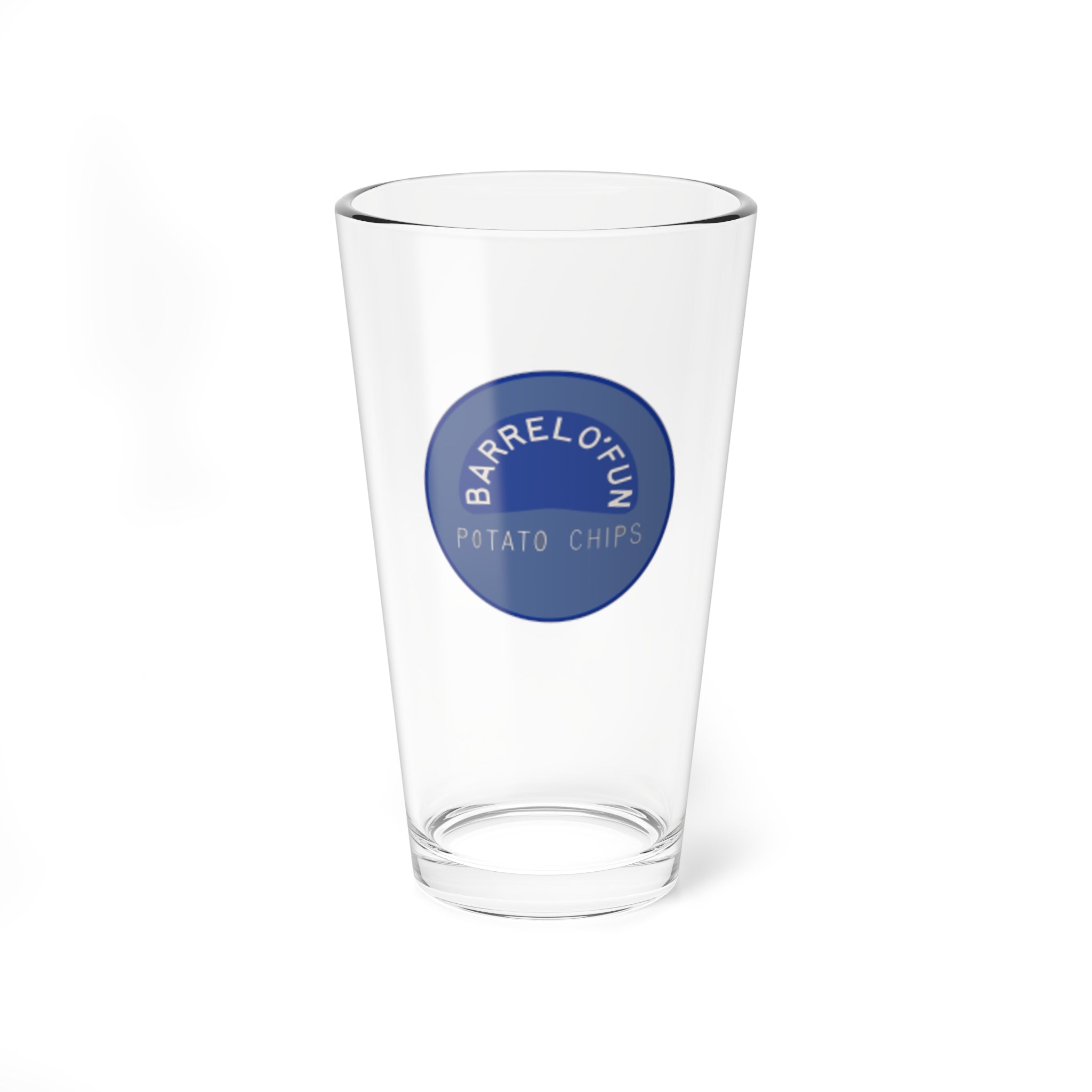 Mixing Glass — 16oz Branded Barware (Barrel of Fun Potato Chips Logo)