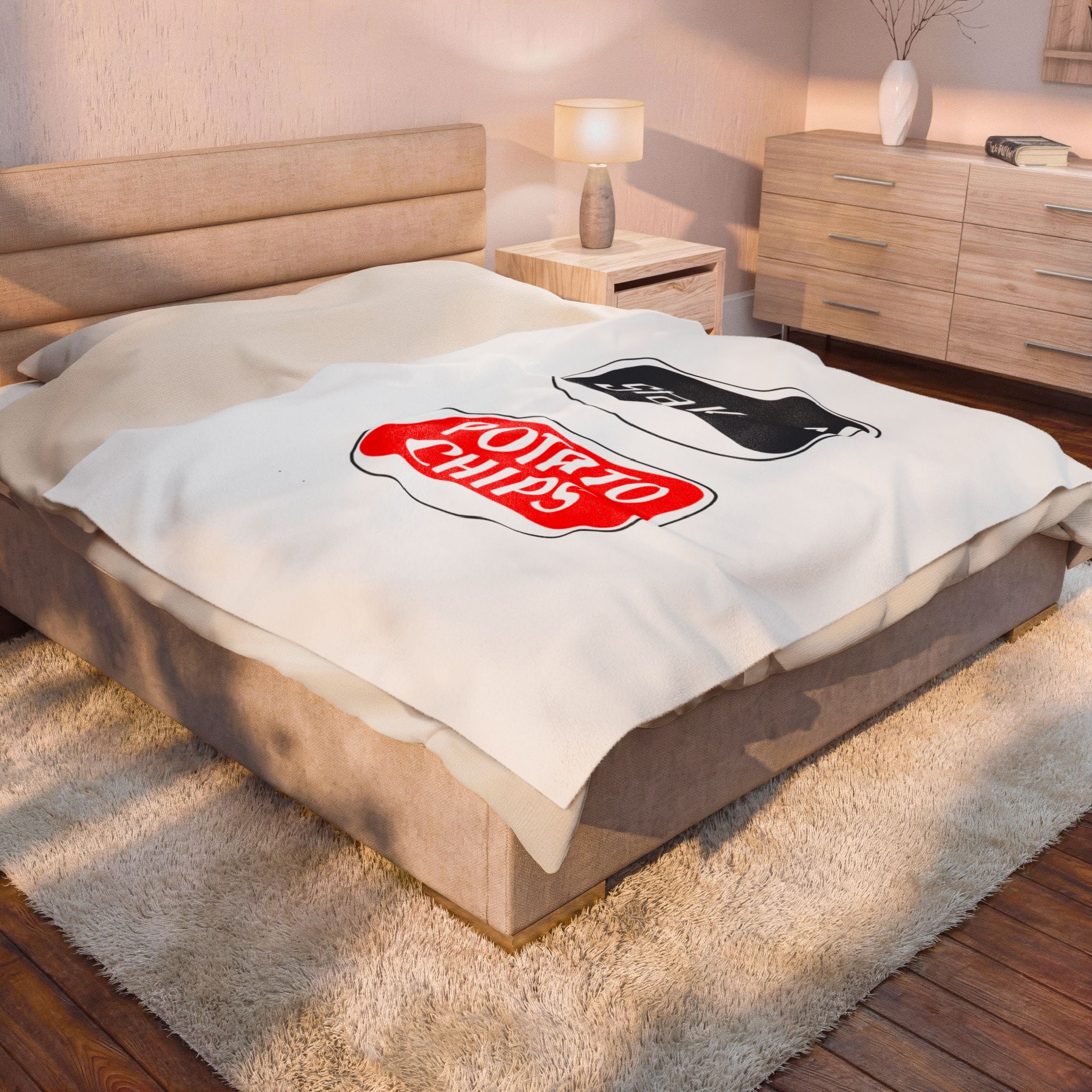 Potato Chips Logo Velveteen Plush Blanket — Retro Snack Brand Design