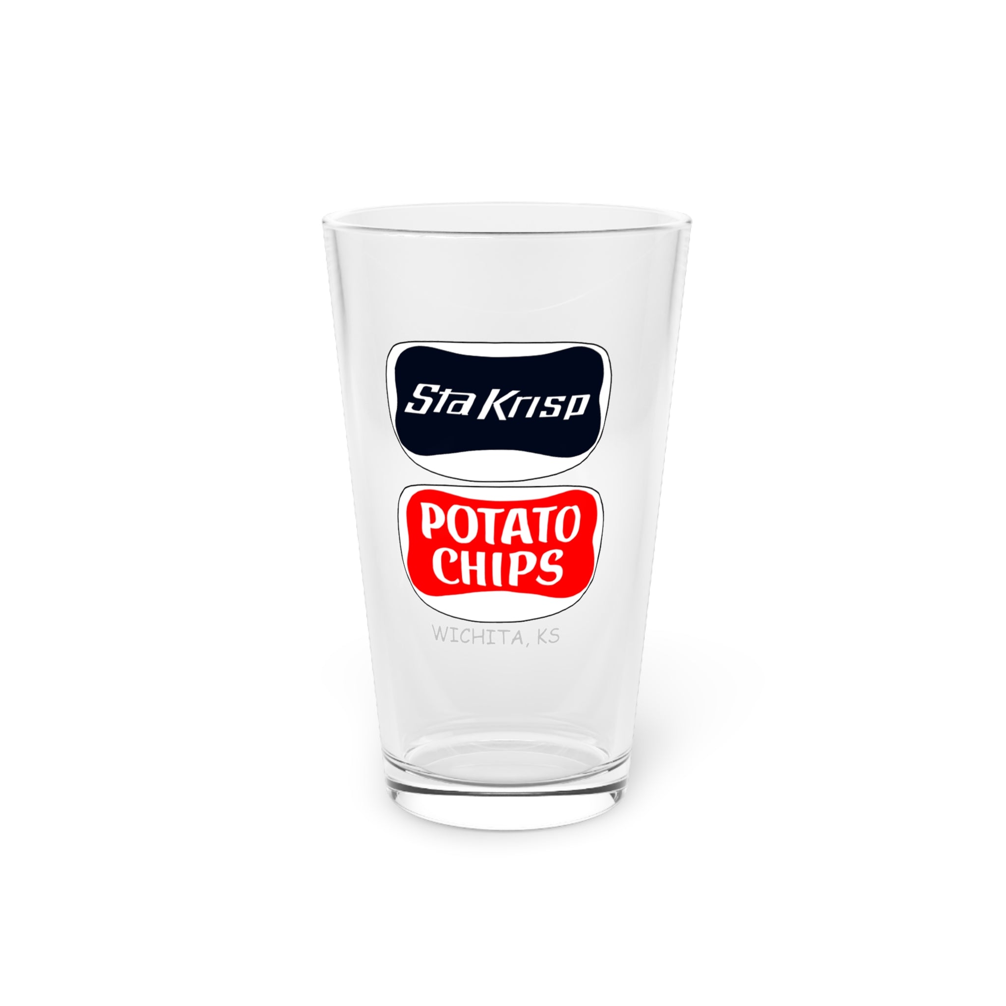 Pint Glass — Retro 'StaKrisp Potato Chips' Logo Beer Glass, 16oz
