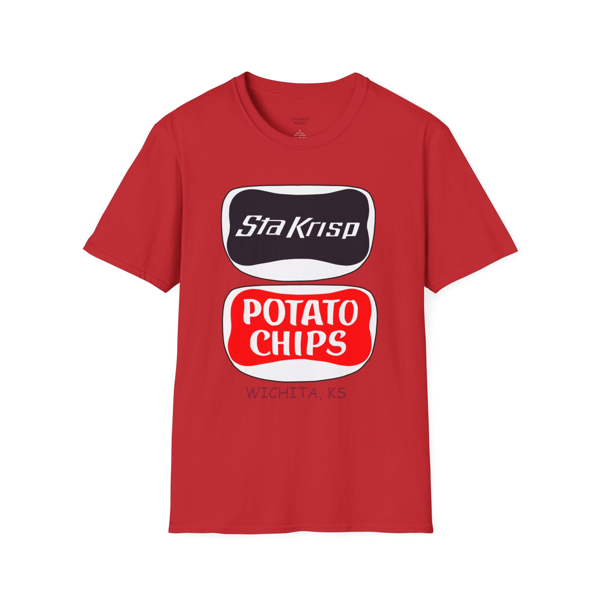 T-Shirt — 'StaKrisp Potato Chips' Retro Snack Logo Tee