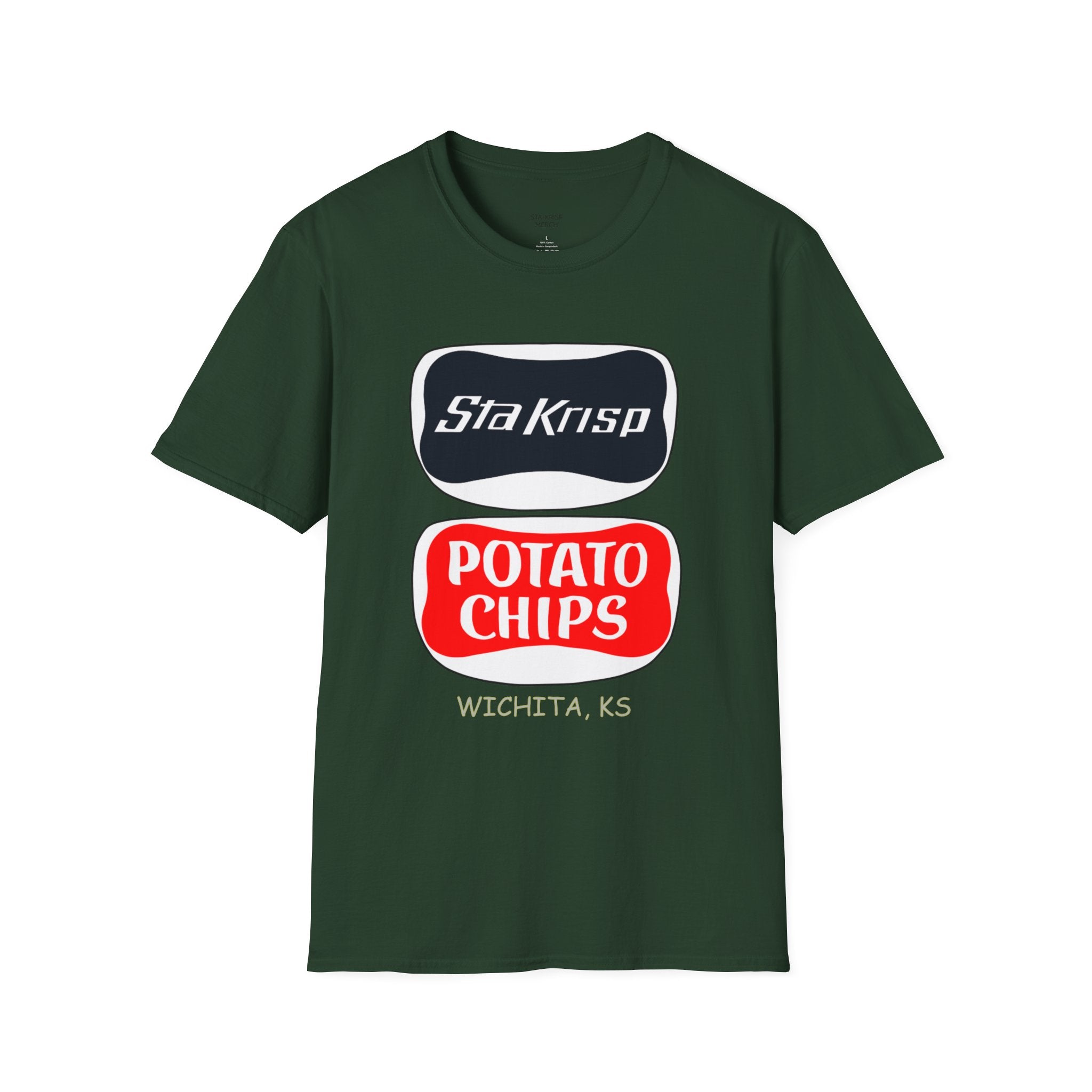T-Shirt — 'StaKrisp Potato Chips' Retro Snack Logo Tee