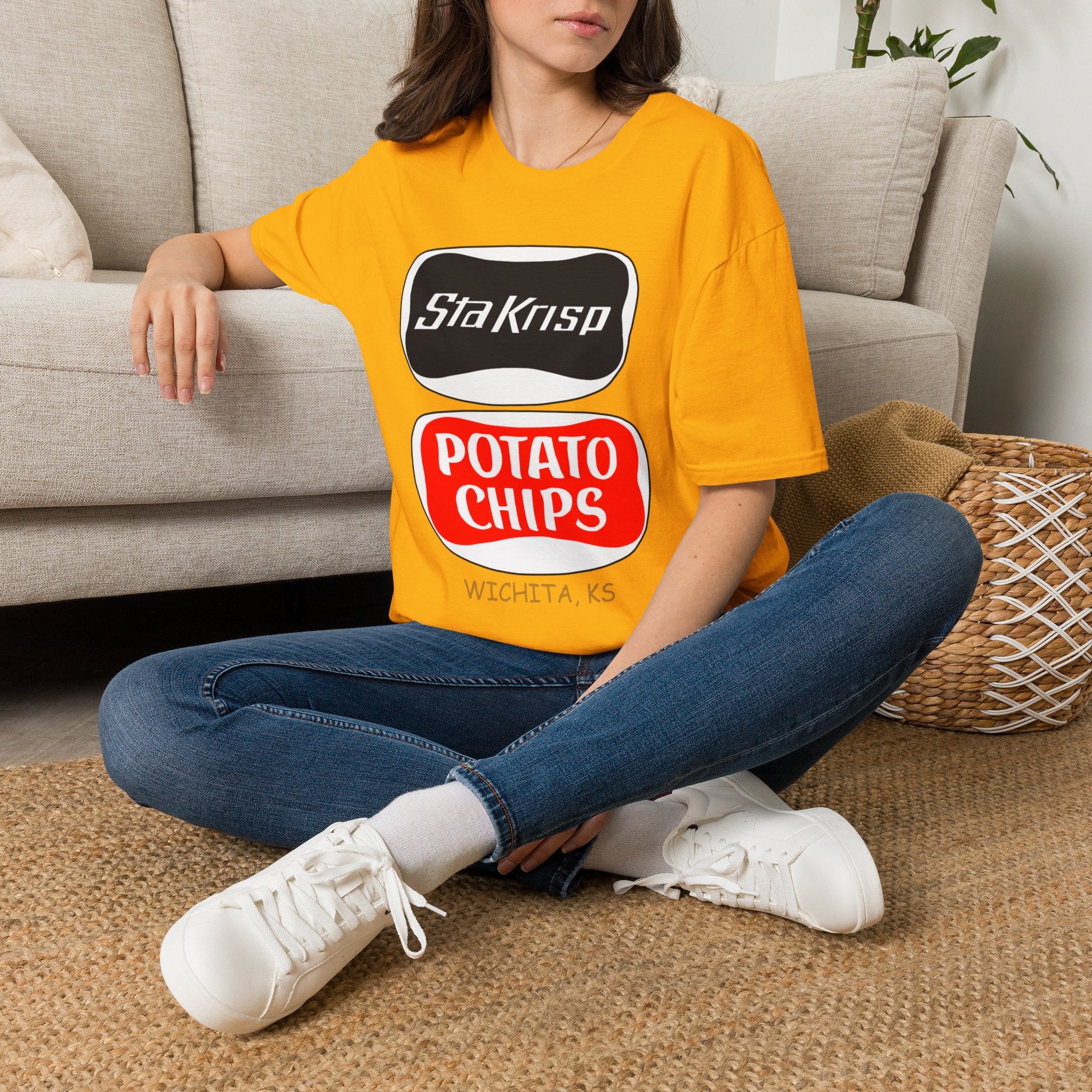 T-Shirt — 'StaKrisp Potato Chips' Retro Snack Logo Tee