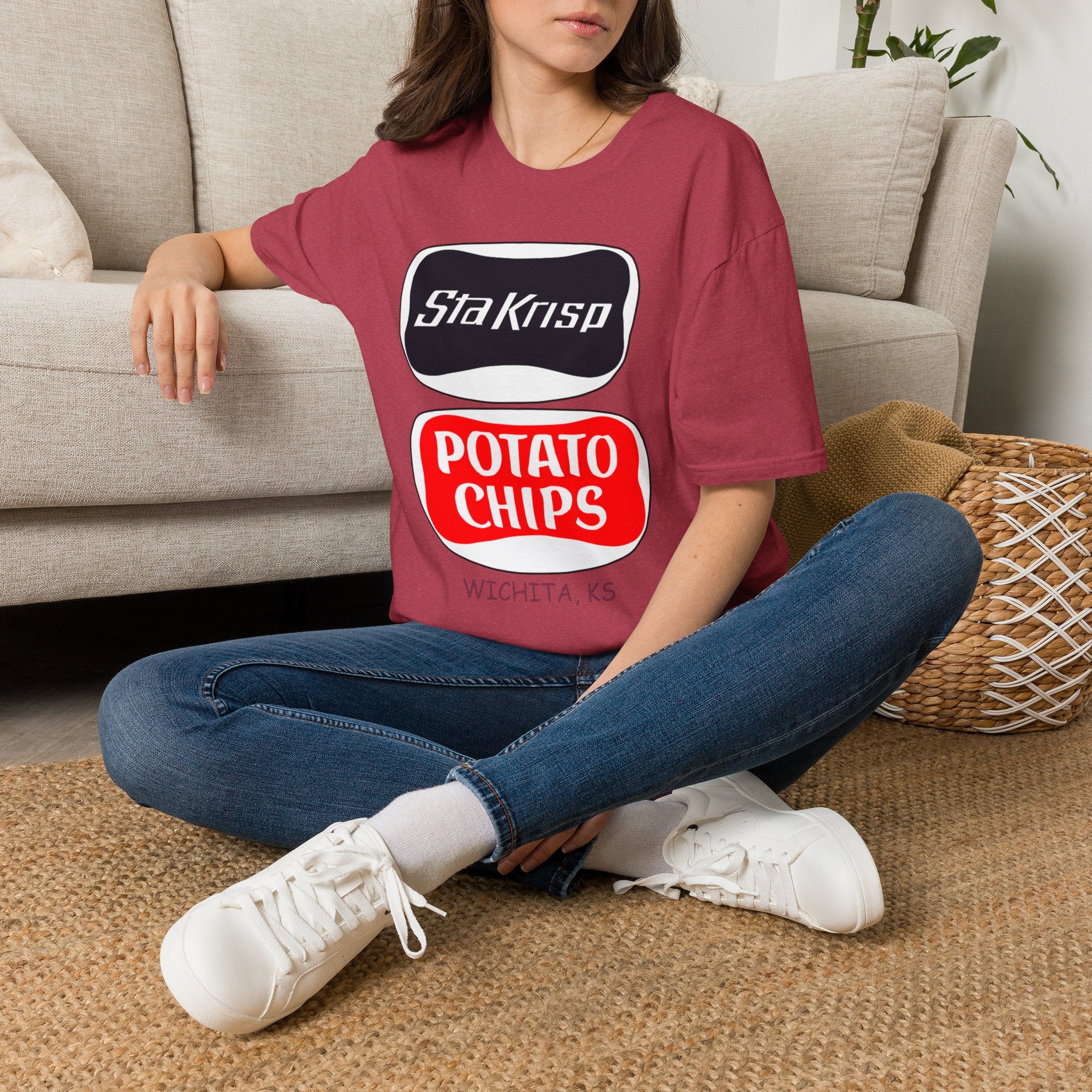 T-Shirt — 'StaKrisp Potato Chips' Retro Snack Logo Tee