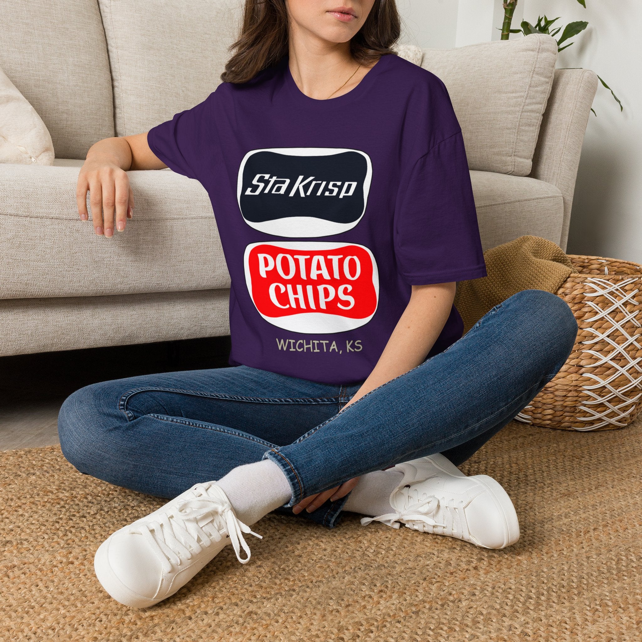 T-Shirt — 'StaKrisp Potato Chips' Retro Snack Logo Tee