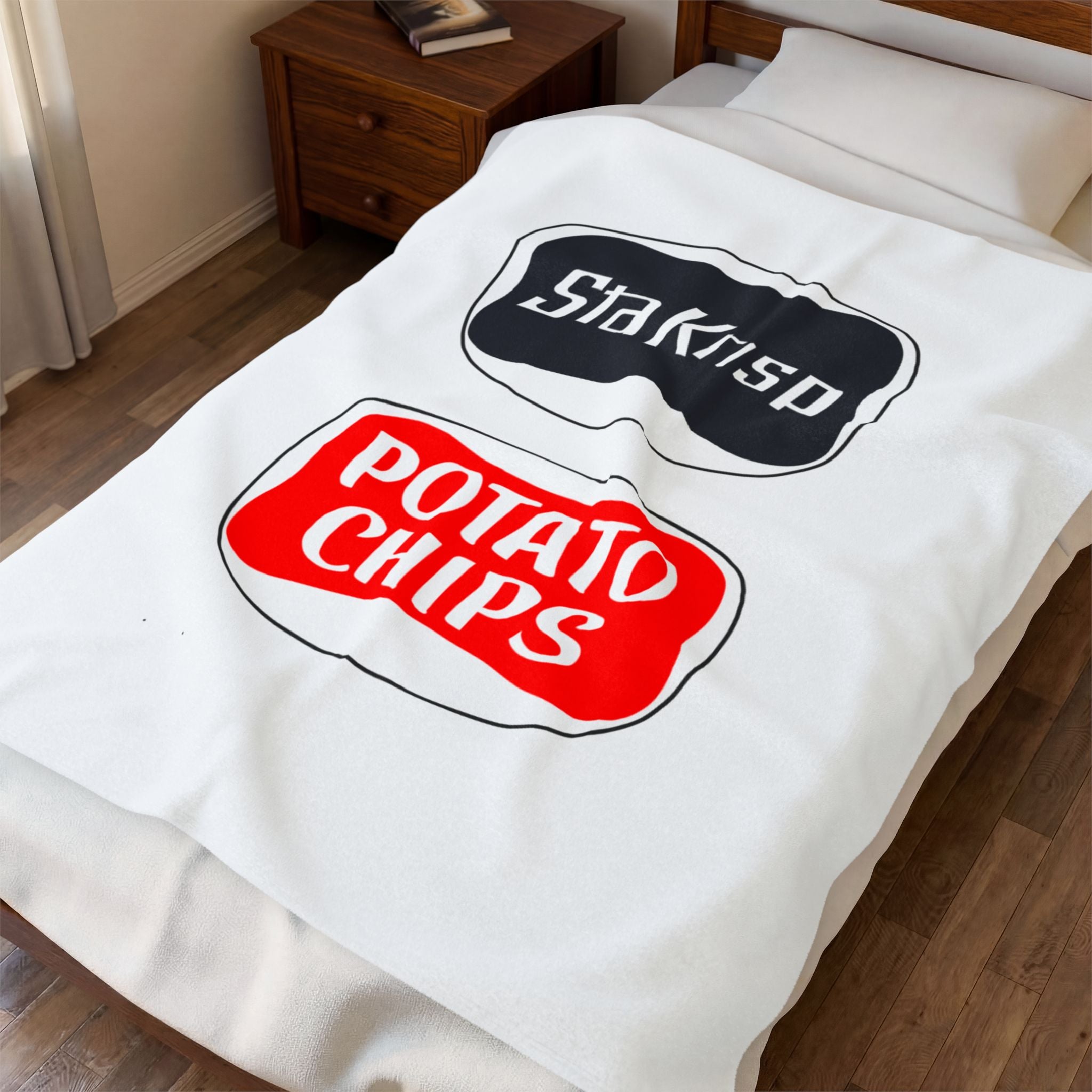 Potato Chips Logo Velveteen Plush Blanket — Retro Snack Brand Design