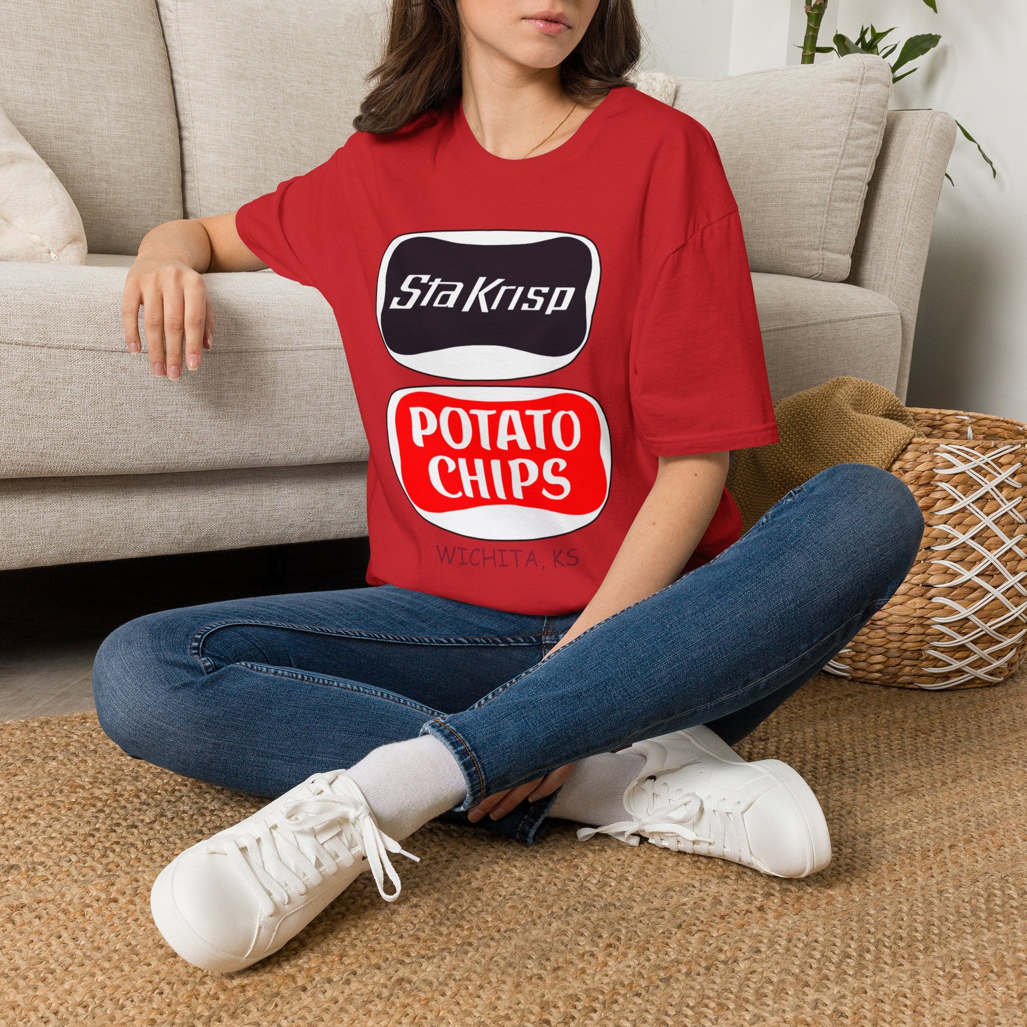 T-Shirt — 'StaKrisp Potato Chips' Retro Snack Logo Tee