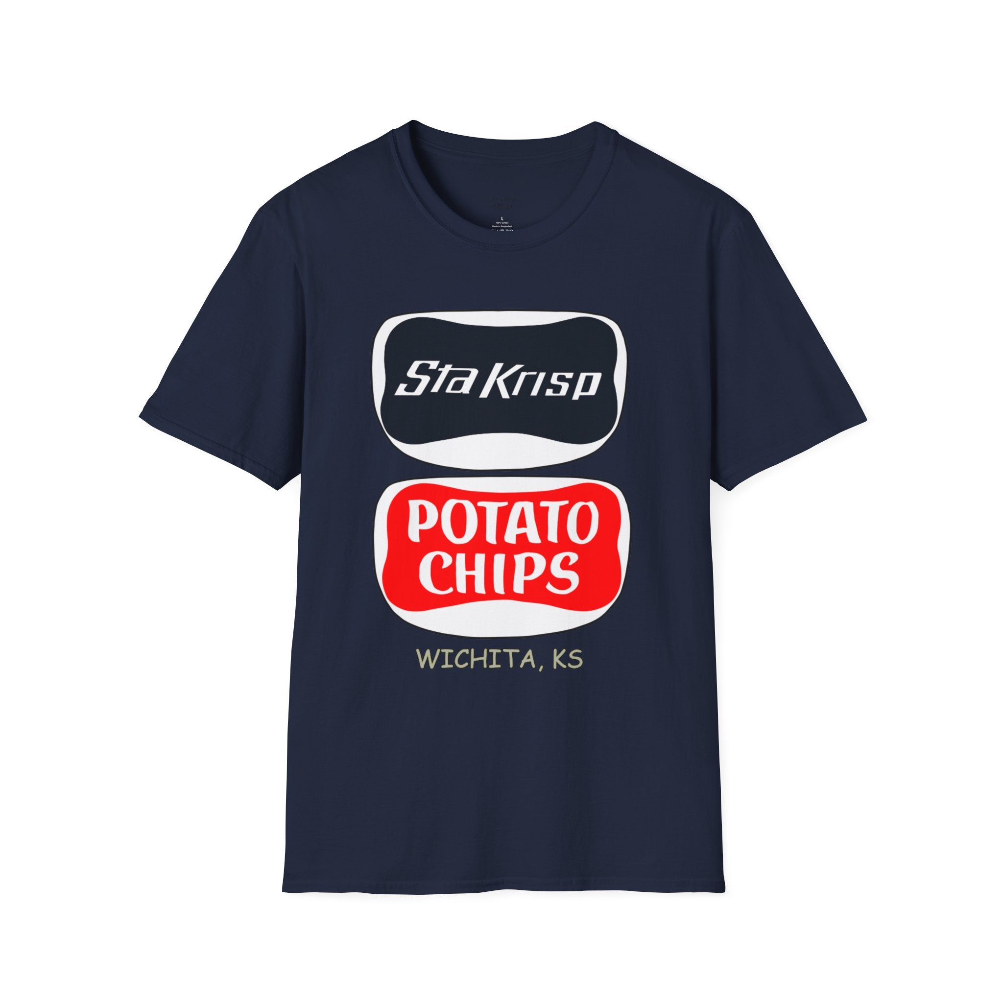 T-Shirt — 'StaKrisp Potato Chips' Retro Snack Logo Tee
